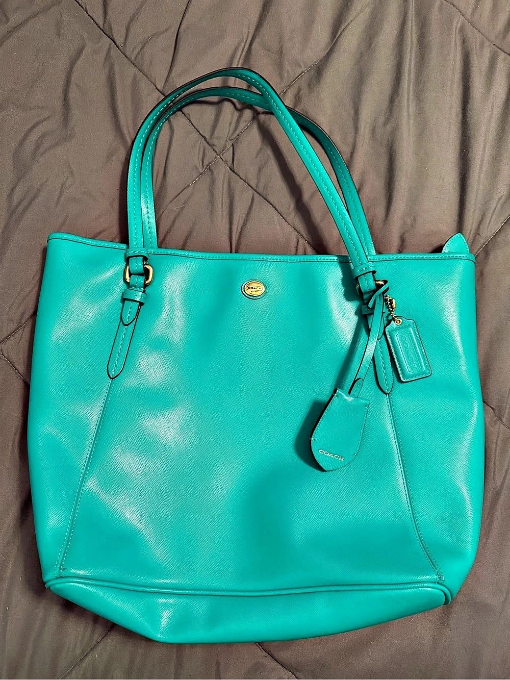 Coach Legacy Zip Tote Leather Tote in Turquoise